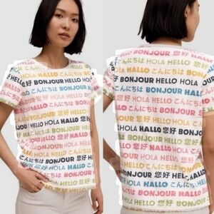Kate Spade Broome Street "HELLO" 100% Cotton Tee, Size Small
